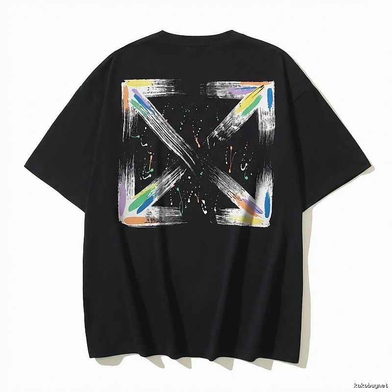 Off-White graffiti-style black T-shirt