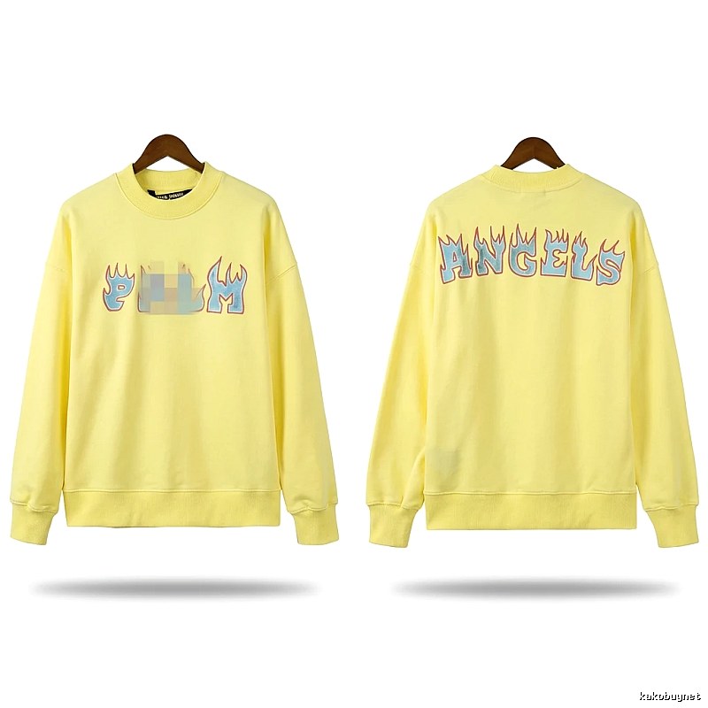 Palm Angels Flame Trendy Brand Yellow Sweatshirt