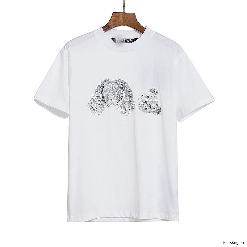 Palm Angels Travel Bear graphic T-shirt White Colorful Bear with Soft Visual Tone