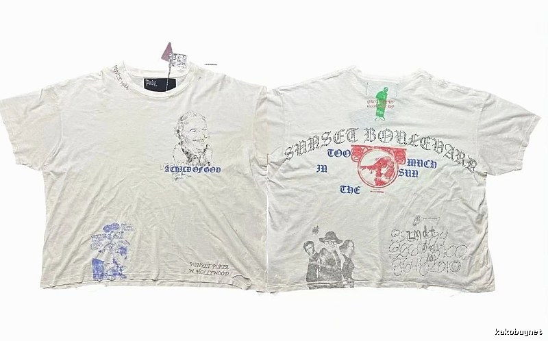 Paly Hollywood Sunset Collection Vintage Distressed Off-white T-shirt