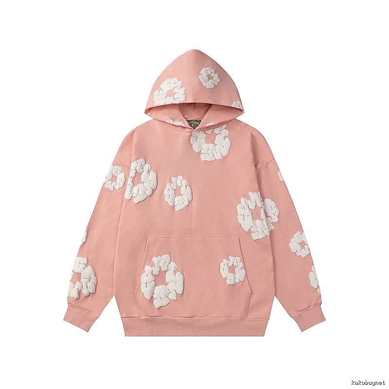 Peach Pink Floral Pullover Hoodie