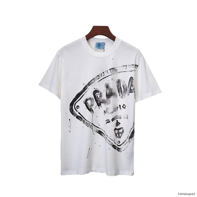 Prada Graffiti Print Street Style White T-Shirt