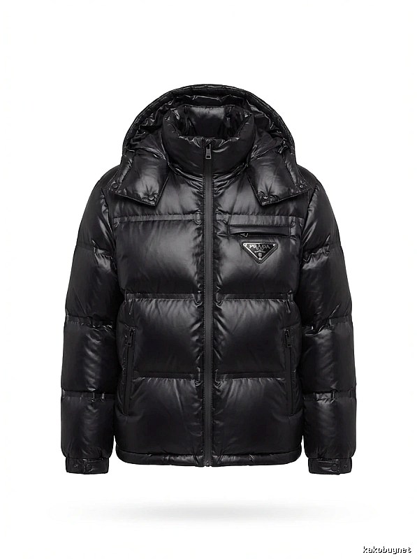 Prada triangle logo black down jacket