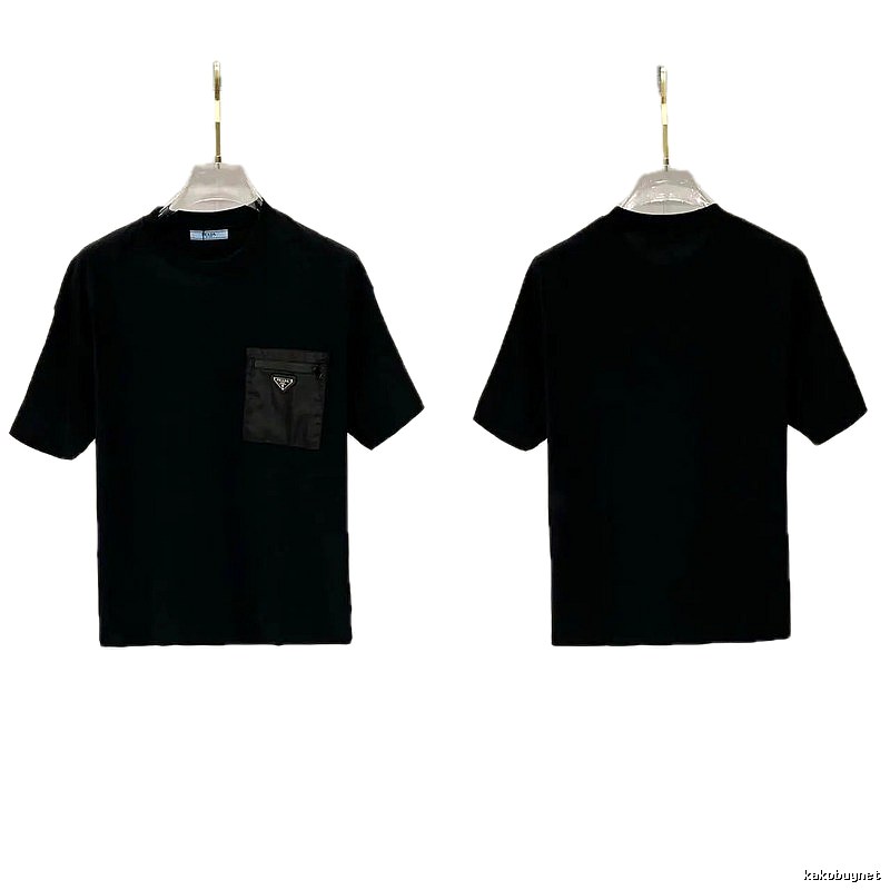 Prada Triangle Logo Minimalist Style Black Short-sleeve T-shirt