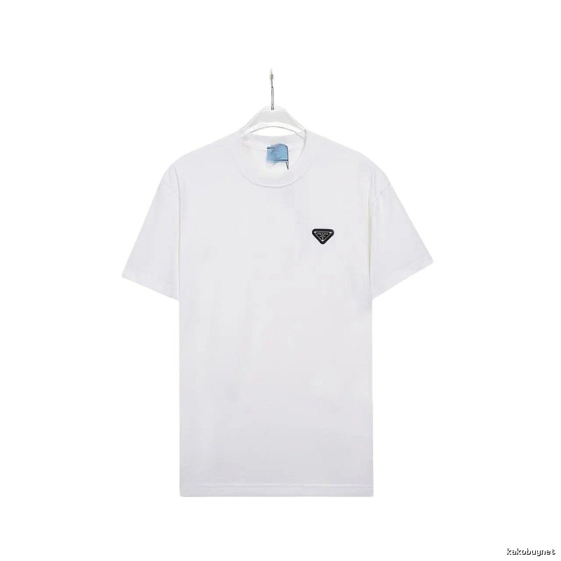 Prada Triangle Logo Minimalist Style White Short-sleeve T-shirt