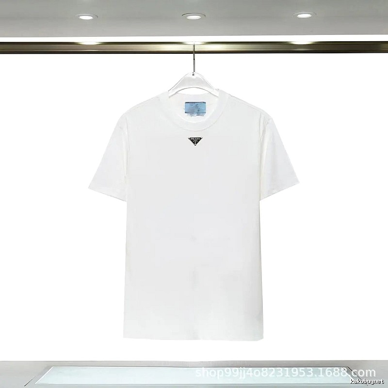 Prada Triangle Logo Minimalist Style White T-Shirt
