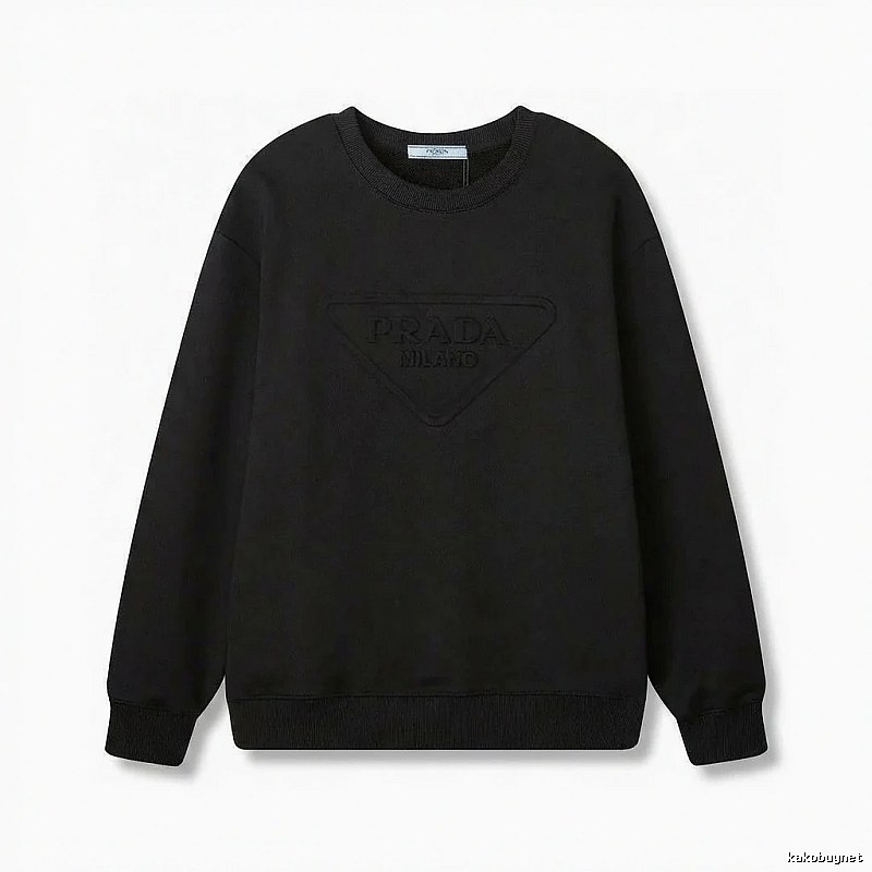 Prada triangular logo simple black sweatshirt