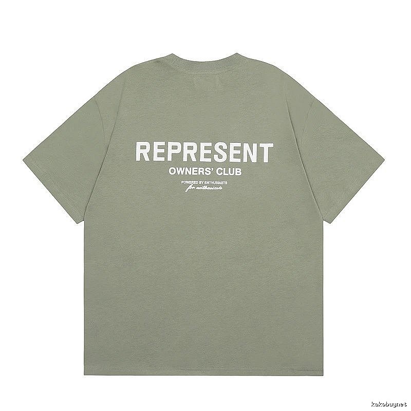 Represent Army Green Style 868 Owners Club T-Shirt Signature Detail Logo