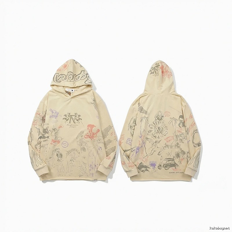 Represent Graffiti Style Beige Hoodie
