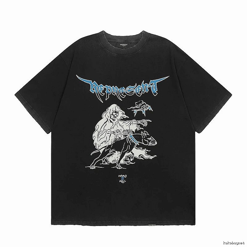 Represent Grim Reaper Print Vintage Style Black T-Shirt