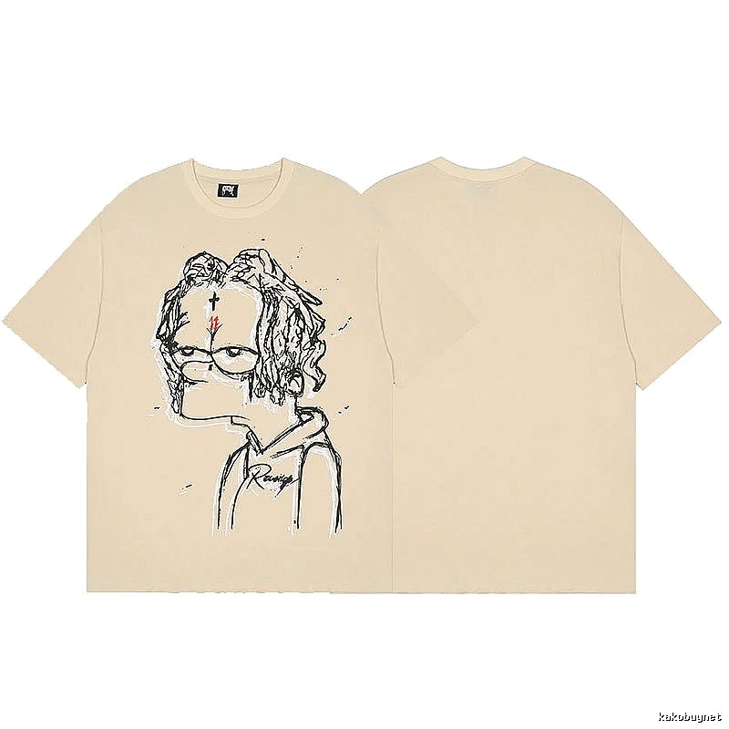 Revenge Beige Skull Graphic T-Shirt Visual Accent