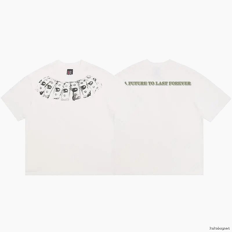SAINT Dollar Bill Print Street Style White T-Shirt