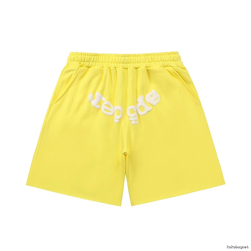 Sp5der casual style yellow shorts