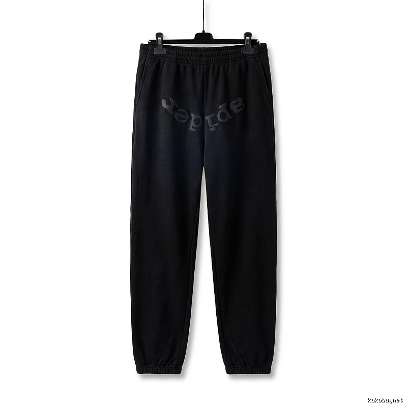 Sp5der Letter Trendy brand Black Sweatpants