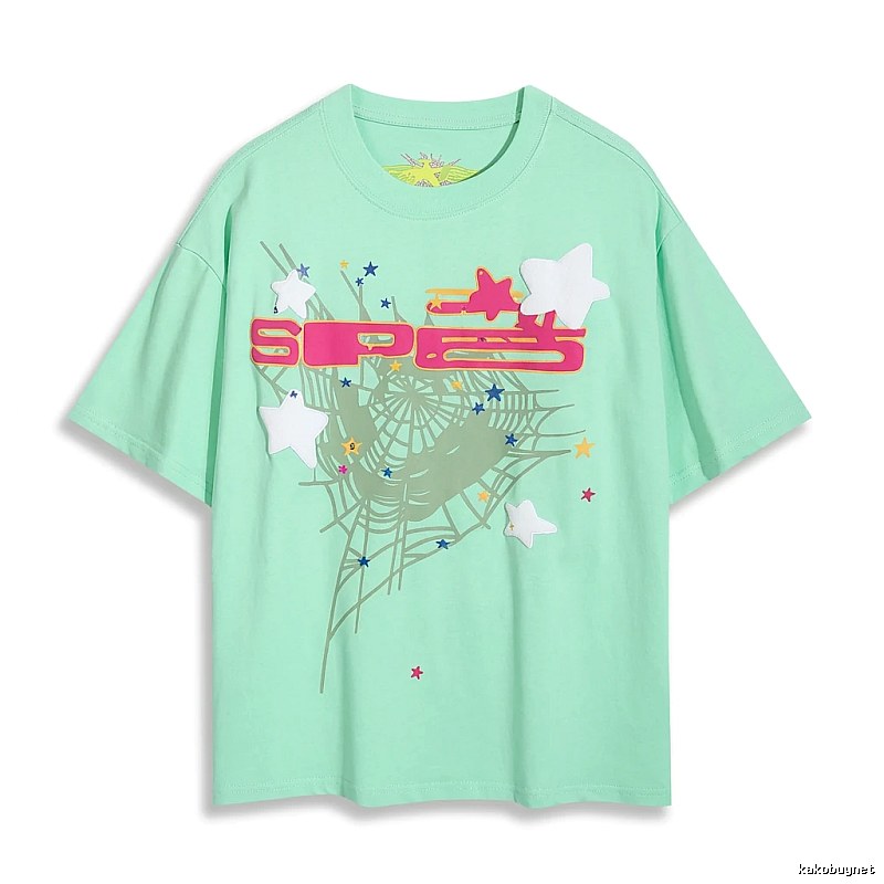 Sp5der star - printed light green T - shirt