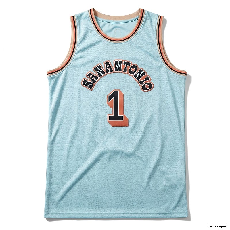 Spurs Wembanyama light blue jersey