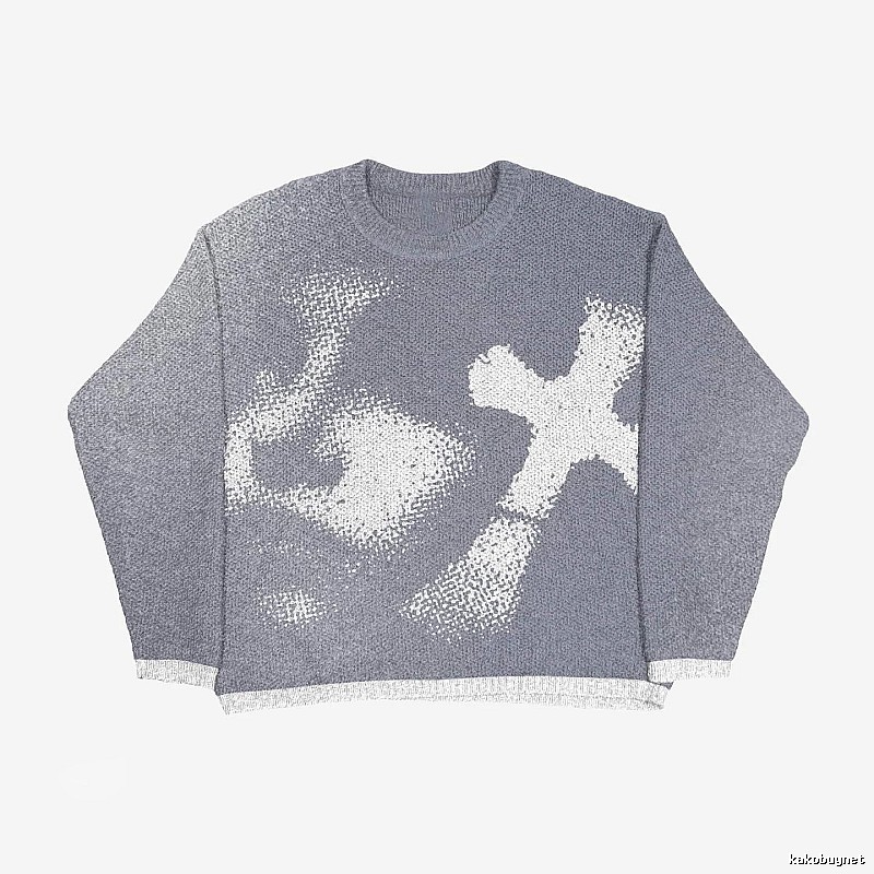 Statement Anime graphic sweater Black Knit Top for Outdoor Plans