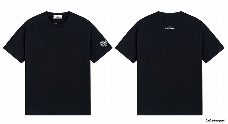 Stone Island Badge Techwear Style Black Short Sleeve T-Shirt