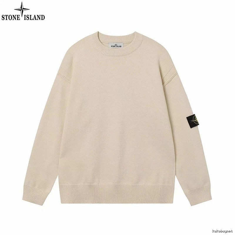 Stone Island Beige Crewneck SweatShirt Streetwear Look