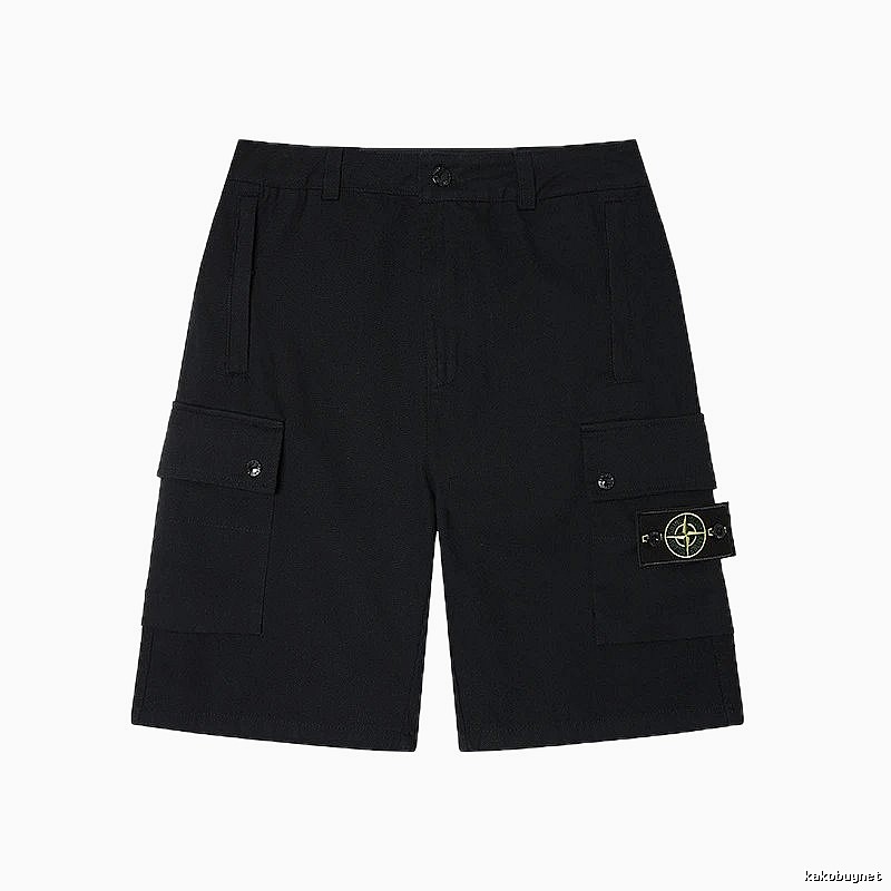 Stone Island Classic Techwear Style Black Cargo Shorts
