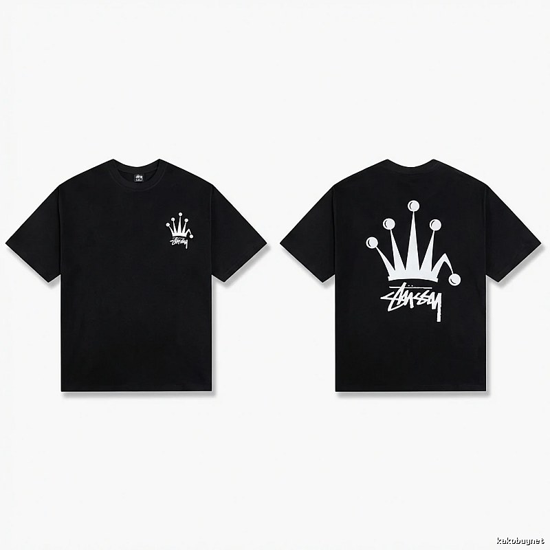 Stussy Crown Trendy and Cool Style Black T-shirt