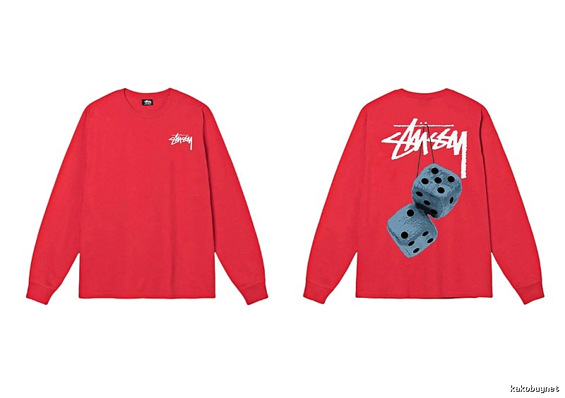 Stussy dice pattern red long-sleeved shirt