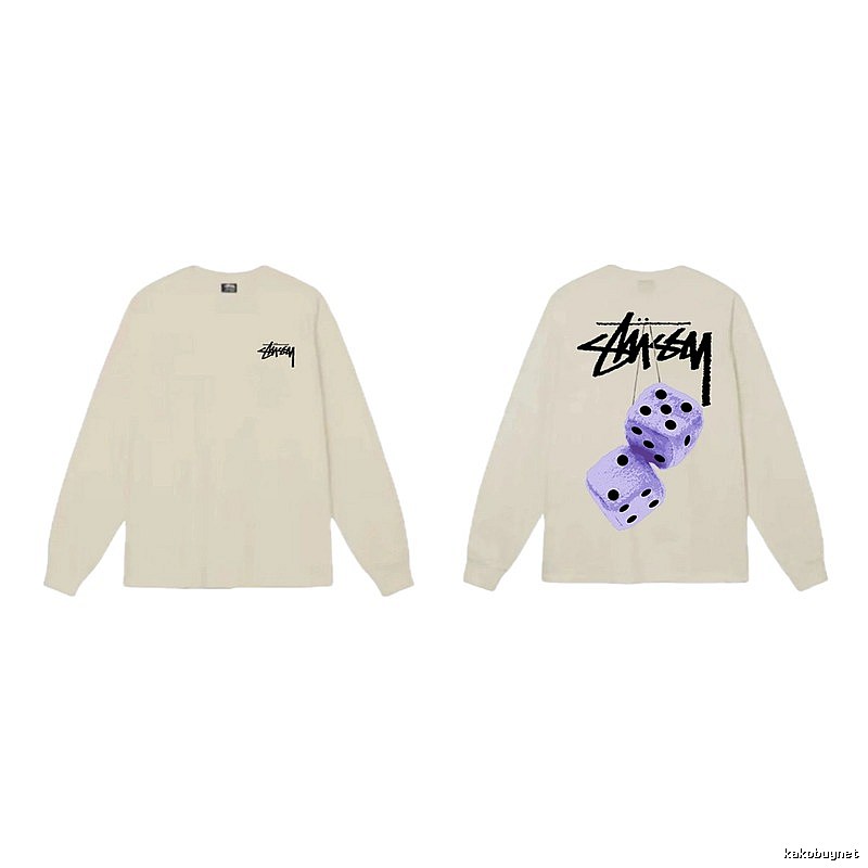 Stussy Dice Print Off-white Long-sleeve Shirt