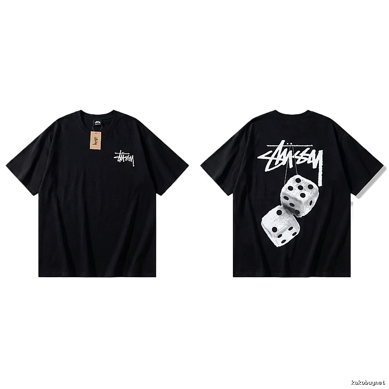 Stussy Dice Trendy and Cool Style Black T-shirt