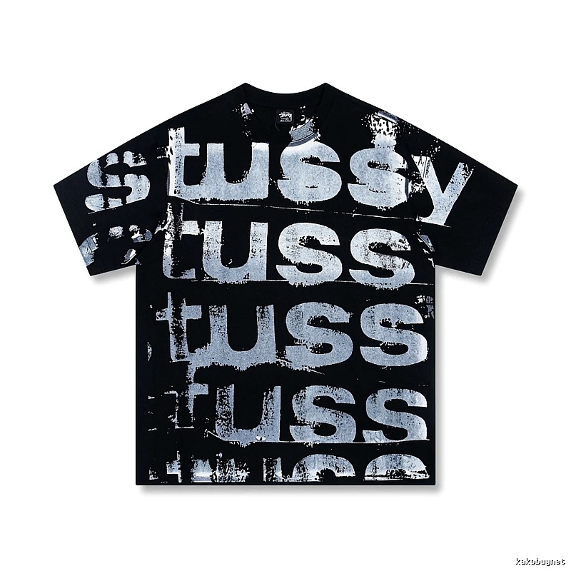 Stussy graffiti-style black T-shirt with letters