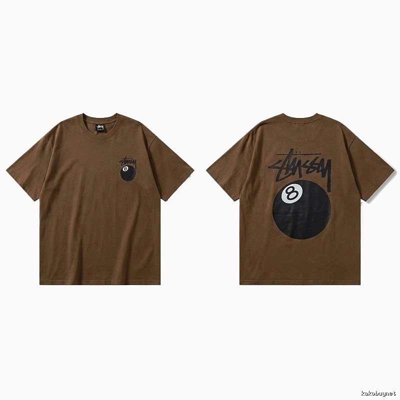 Stussy No.8 Ball Trendy Brown T-shirt