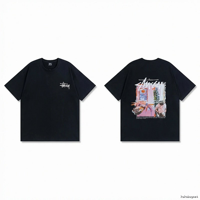 Stussy trendy style black T-shirt