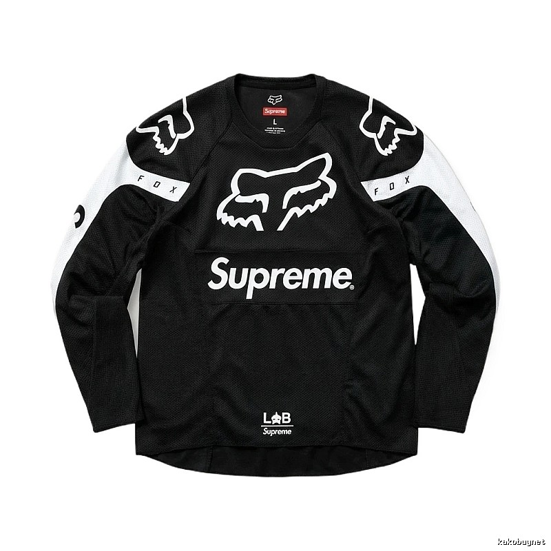 Supreme black and white trendy long-sleeved shirt