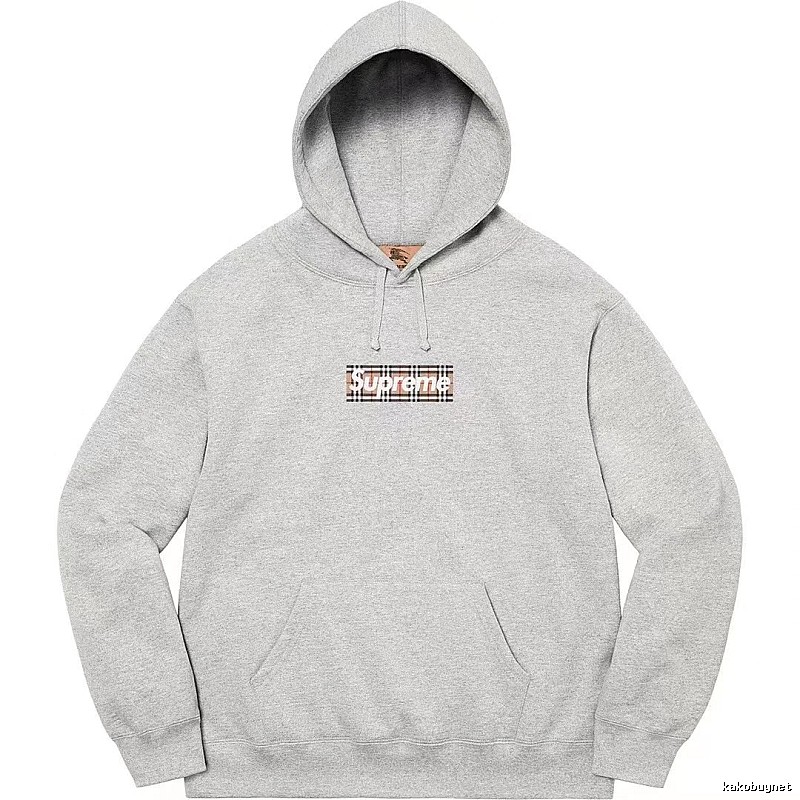 Supreme Logo Detail Logo hoodie Gray Red Oversized with Functional Detail