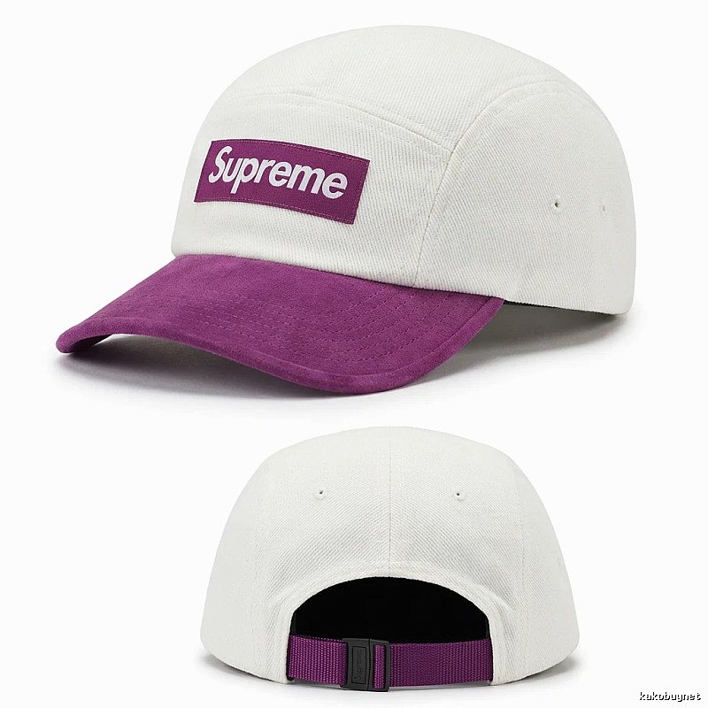 Supreme minimalist style white and purple hat