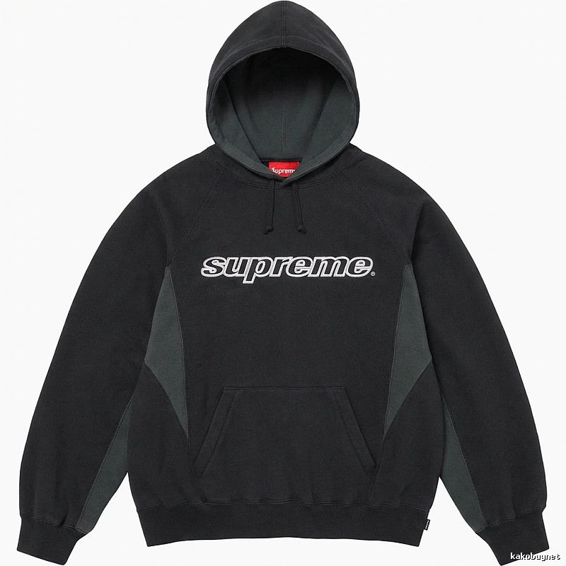 Supreme patchwork-style black hoodie