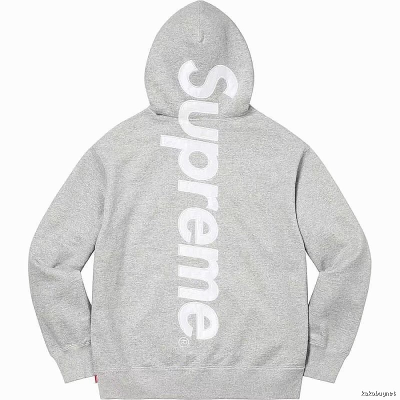 Supreme Relaxed Logo hoodie Gray Red Oversized with Designer-Inspired Detail