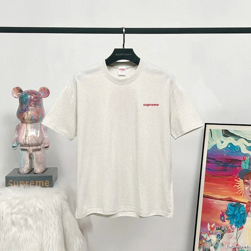 Supreme Small Logo Street Style Heather Gray T-Shirt