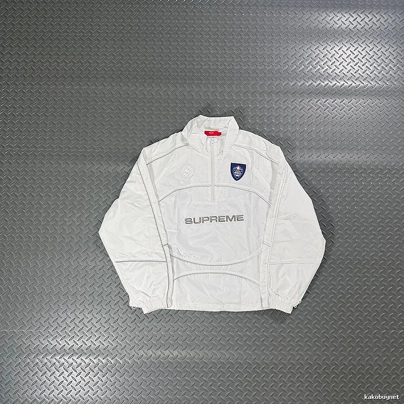 Supreme White Piped Pullover Track Jacket