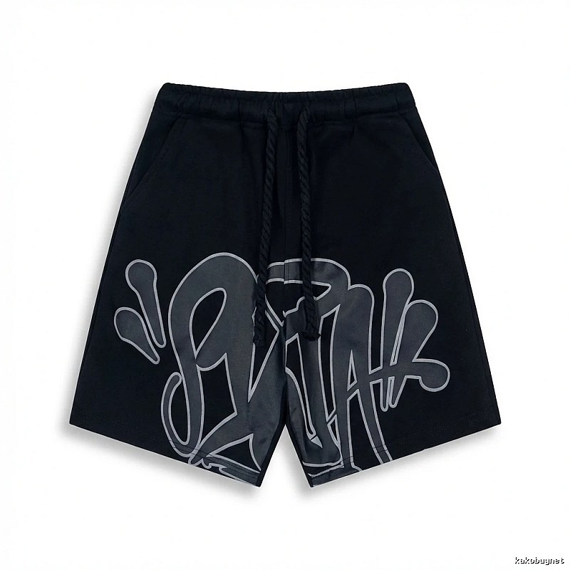 SynaWorld Graffiti-style Black Shorts