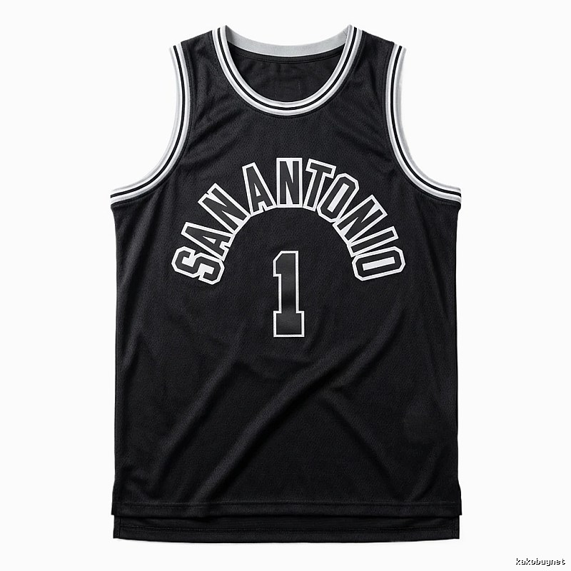 The black jersey of the San Antonio Spurs' Wembanyama style.