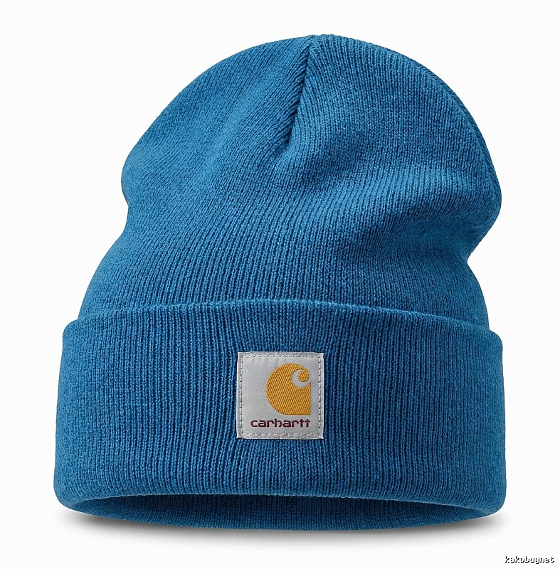 The classic blue knitted hat of Carhartt.