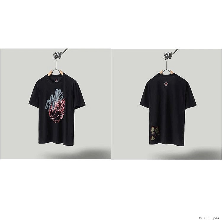 Travis Scott x Air Jordan Graffiti-style Black Short-sleeve T-shirt