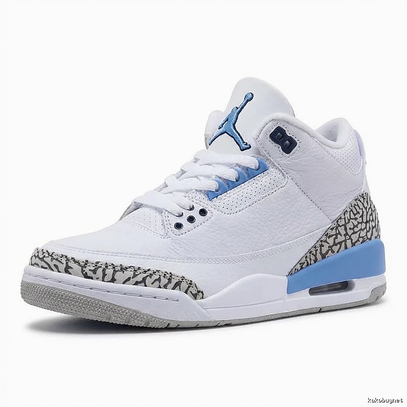 Trendy style white and blue shoes of Jordan AJ3