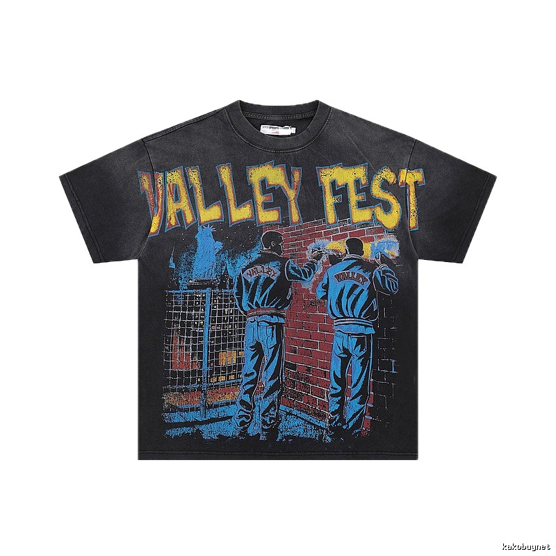 ValleyFest Graffiti Vintage Distressed Black T-Shirt