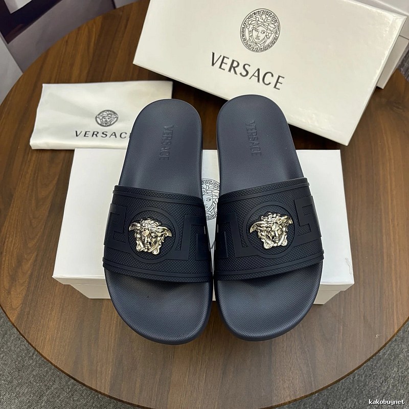 Versace Medusa Luxury Style Black Slide Sandals