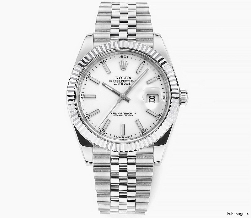 White Baton Dial Datejust Automatic Watch - Rolex Layering Edit