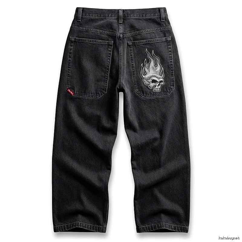 Y2K Fear of God Flame Black Denim Shorts